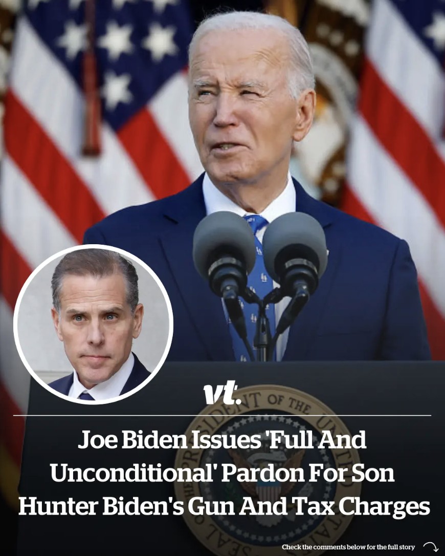 Joe Biden issues ‘full and unconditional’ pardon for son Hunter Biden’s gun and tax charges